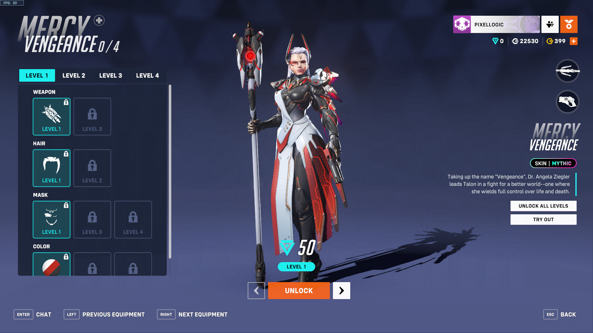 Skin mythique Vengeance Mercy Overwatch 2