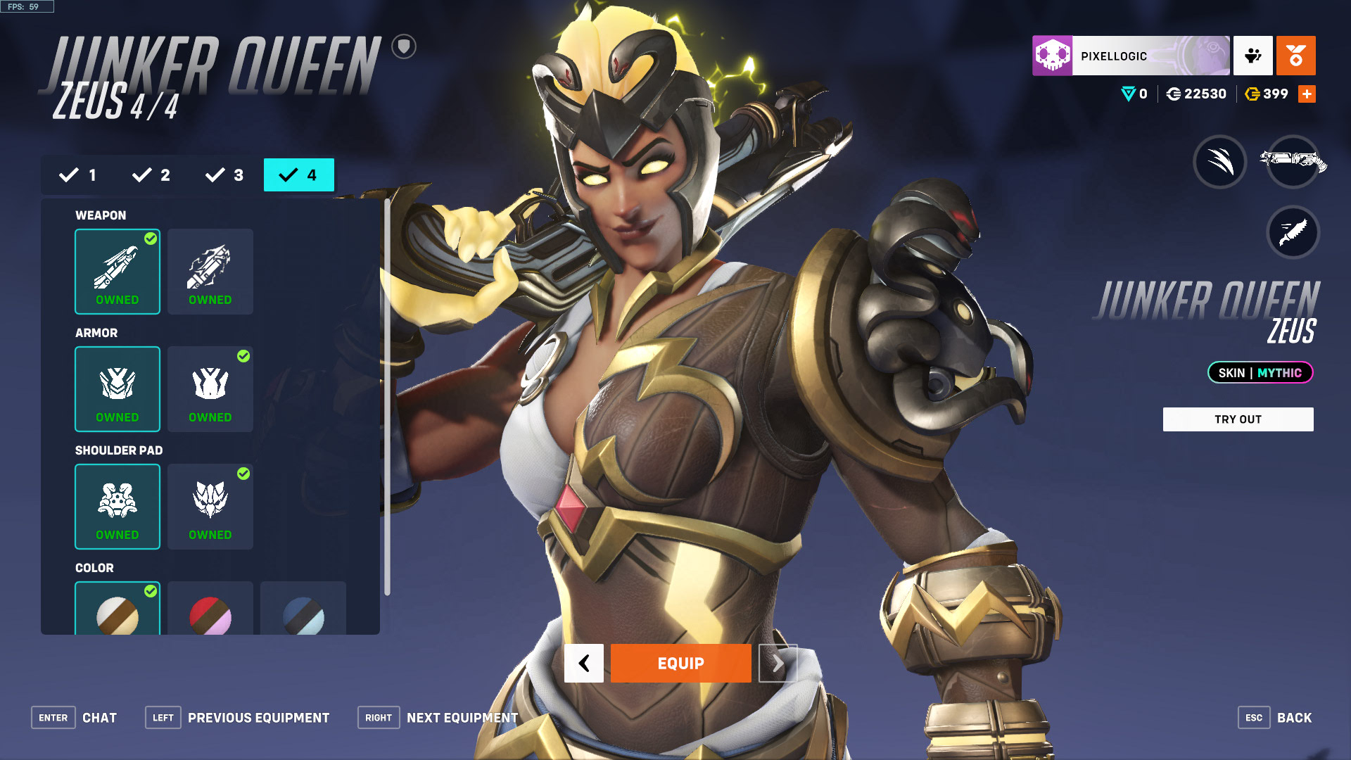 Skin mythique Zeus Reine des Junkers Overwatch 2